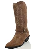 Soda Women's Reno Western Cowboy Pointed Toe Knee High Pull On Tabs Boots