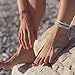 Tarsus Hand-Woven Surfer Layerable Starfish Beaded Ankle Bracelets for Women Teen Girls 3 Anklets Set