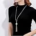 Sweater Chain and Tassel Long Necklace Bar Y Lariat Drop Pendant for Women