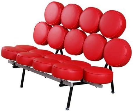 MLF George Nelson Style Marshmallow Sofa in Premium Italian Leather (Red) (7 Colors)