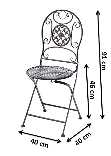 Kobolo Metallstuhl Gartenstuhl Vintage Stuhl aus Metall - klappbar - braun - 91cm – Bild 8