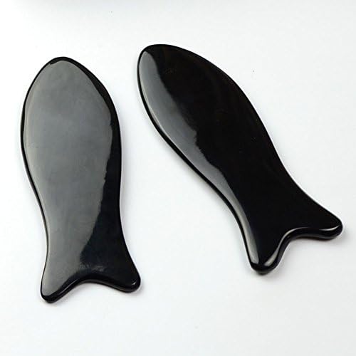 Gua Sha Scraping Massage Tool,Ultra Smooth Edge ,2 Pieces Natural Black Horn Guasha Board - GREAT Gua Sha Tools for Graston SPA Acupuncture Therapy Trigger Point Treatment on Face