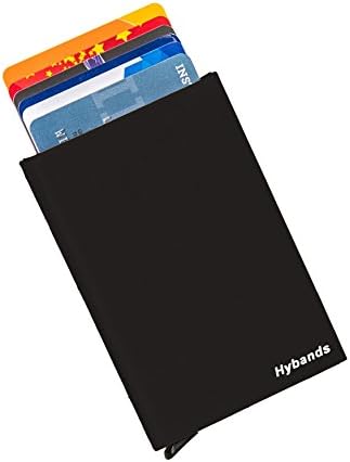 Credit Card Holder RFID Blocking, Metal Wallet Automatic Pop-Up Sliding Cascade Wallet with Money Clip Minimalist Design (Black)