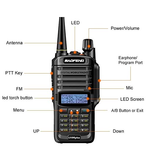 Heitaisi Original Earpieces UV-9R Plus Walkie Talkie 8W Power IP67 Waterproof CB Radio VHF UHF Dual Band Handheld Two Way Radio 10 km Range FM Portable Digital Transceiver - Thumbnail 2