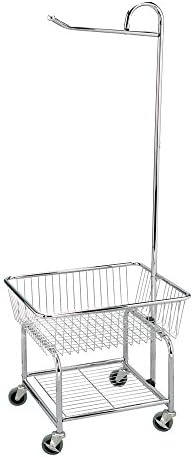 Hotel Landromat Commercial Laundry Cart with Valet Hanger and Basket