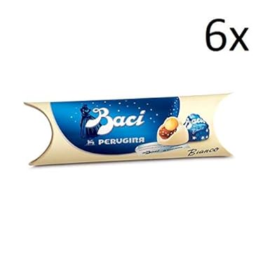 6x Perugina Baci cioccolato bianco 3 Pralinen Mit weiße Schokolade Tube 42 g