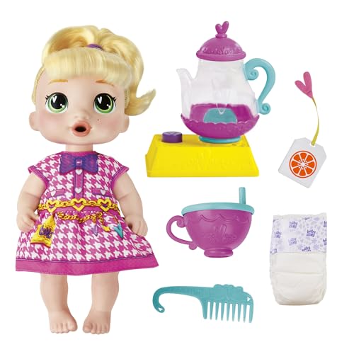 Baby Alive Bubbly Tea Party LaLa GooGoo Doll with Teapot Accessories, Blonde Hair, 11 Inches, Toys for 3 Year Old Girls and Boys & Up