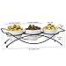 Ceramic Serving Bowls with Metal Rack - Round White Bowls Party Display Set for Serving Snacks, Appetizers, Candy, Nuts and Dips