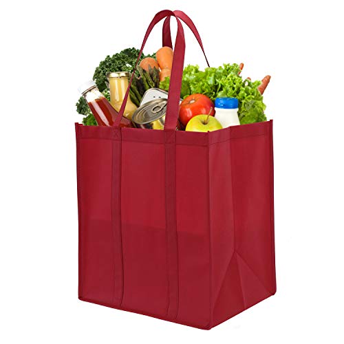 image for Lawei 12 pack Reusable Grocery Bags - Heavy Duty Shopping Bags with Ha