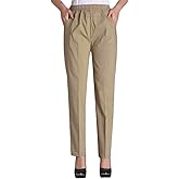 Soojun Womens Summer Elastic Waist Comfy Stretch Pull On Pants