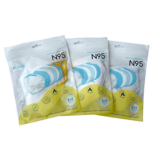 Kloud-Washable-and-Reusable-N95-Respirator-Face-Mask-5-Layers-of-Filtrantion-and-Adjustable-Head-Strap-Ultrasoft-and-Breathable-with-999-Meltblow-Filtrationset-of-3-mask