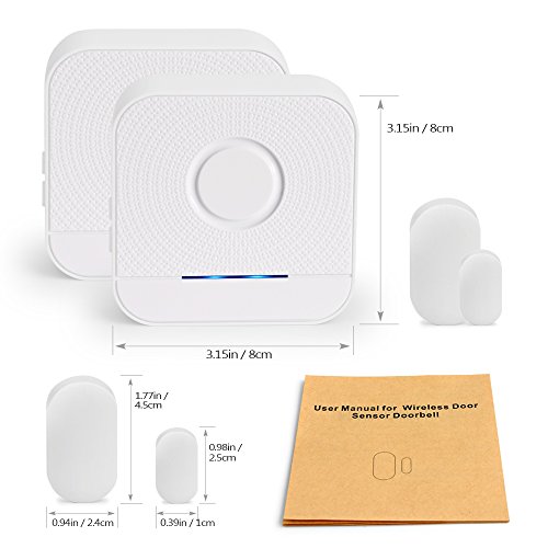 Home Security Expandable Wireless Door Open Chime Door Entry Alarm With Operating in Range 600 feet/52 chimes/ 2 Magnetic Door Chime Sensor & 2 Plug-in Receivers - Thumbnail 6
