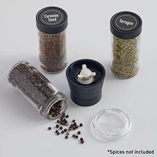 AllSpice Adjustable Black Spice Grinder with 4oz Glass Jar - Thumbnail 3