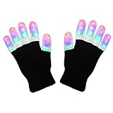 Ausein LED Gloves, 6 Modes 3 Color LED Finger Light up Gloves Colorful Flashing Rave Glow Lighting Fingertip Kids Glove Toys for Light Show Disco Party Clubbing Birthday Hallowmas Prop Present