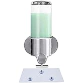 No-Drill 500ml Single Head Manual Pressing Head Wall Mounted Soap Dispenser, Shower Liquid Shampoo and Soap Dispenser with Container for Bathroom, Kitchen (Transparent)