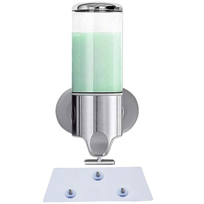 Photo 1 of **missing parts**No-Drill 500ml Single Head Manual Pressing Head Wall Mounted Soap Dispenser, Shower Liquid Shampoo and Soap Dispenser with Container for Bathroom, Kitchen (Transparent)
