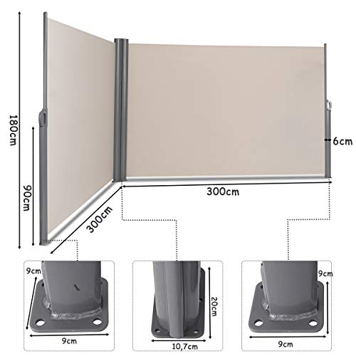 COSTWAY Doppelseitenmarkise ausziehbar, Seitenmarkise Markise Seitenwandmarkise Sichtschutz Sonnenschutz Windschutz für… – Bild 3