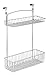 mDesign Over Cabinet Kitchen Storage Unit - Practical Organiser with Stainless Steel Storage Baskets - Hanging Cupboard Organiser for Cleaning Supplies and Cookware - Chrome