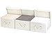 Storage Bin with Lid and Cotton Rope Handles, Stackable and Foldable Storage Baskets with Lid, Mixing of Beige, White & Ivory