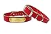 Warner Cumberland Leather Dog Collar + Free Engraved Brass ID tag (21″ Fits 15-19″ Neck, Red)thumb 3