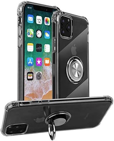 mgACC Clear Case for iPhone 11 Case,Case with 360 Degree Rotation Finger Ring Grip Holder Kickstand [Work with Magnetic Car Mount] for iPhone 6.1 inch(2019 Release)/Transparent
