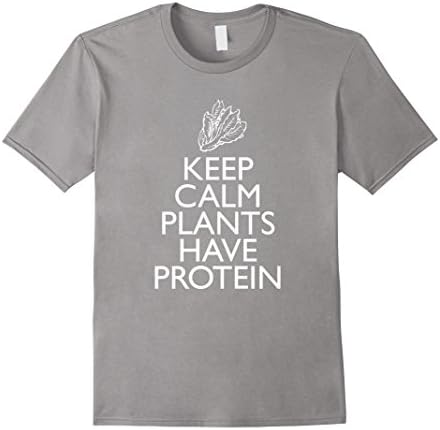 Men's Keep Calm Plants Have Protein| Vegan | Men Women Toddlers Medium Slate