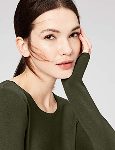 AMAZON ESSENTIALS WOMEN’S SUPERSOFT TERRY REGULAR-FIT LONG-SLEEVE SHIRTTAIL HEM SHIRT (PREVIOUSLY DAILY RITUAL), OLIVE, X-SMALL