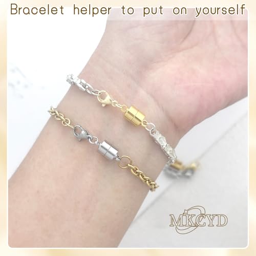 MKCYD Magnetic Necklace Clasp with Lobster Clasp,14K Gold and Silver Magnetic Jewelry Clasps for Necklace Extender Bracelet Closures