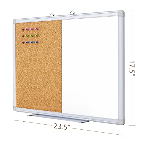 Cork Board White Board Combo, Vision Board 2023, 24" x 18" Half Corkboard Whiteboard