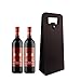 Leather Wine Gift Bags Carrier with Handles, Reusable Wine Bottles Holder for Travel Picnic Hiking, 2 Bottles, Dark Brown