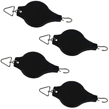 Ogrmar Plant Pulley Retractable Pulley Plant Hanger Hanging Flower Basket Hook Hanger for Garden Baskets Pots and Birds Feeder in Different Height Lower and Raise Pack of 4 (Black x4)