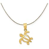 The Black Bow 14k Yellow Gold 13mm Open Sea Turtle Necklace