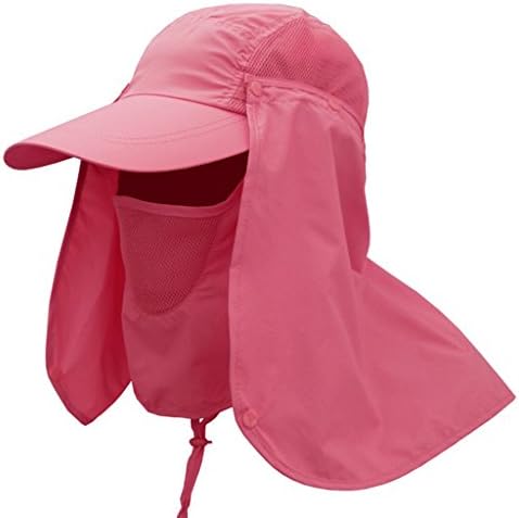 WZC Out Door Summer Sun UPF 50+ Cap For Men And Women 360° Protection Breathable Fishing Hats with Removable Neck&Face Flap Cover Multicolor (Watermelon Red)