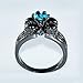 Bamos Jewelry Valentine's Day Gift Water Blue Aquamarine Skulls Black Gold Wedding Womens Ring Size 6/7/8/9/10(7)
