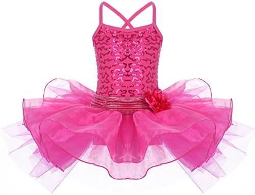 xas Baby Girls Toddler Kids Spaghetti Sequined Camisole Ballet Tutu Dress Ballerina Fancy Fairy Swan Sequins Costume Gymnastic Dancewear Leotard
