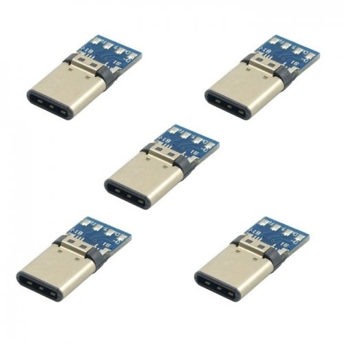 JSER 5set DIY 24pin USB 3.1 Type C USB-C Male Plug Connector SMT type with 3.5mm SR and Housing Cover JSER