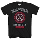 Marvel Avengers X-Men Professor Xavier Institute Logo Fantastic Four X-Force Adult Mens Graphic Tee T-Shirt Black (X-Large)