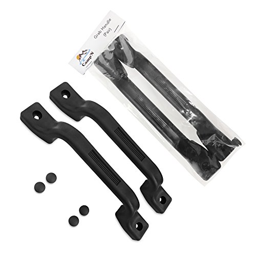 Camp'N -2 Piece- All Weather Plastic Grab Handle - Entry Door Assist Bar for RV, Trailer, Camper, Motor Home, Cargo Trailer, Boat-OEM Replacement (Black 2-Piece)