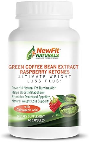 NEW 100% Pure Green Coffee Bean Extract 800mg (50% GCA) + 100mg Raspberry Keytones Ultimate Weight Loss Plus from NewFit Naturals - All Natural Maximum Strength Fat Burner and Metabolism Boosting Weight Loss Supplement. 60 Capsules (Full 1 Month Supply) Made in the USA, Best Quality and Guaranteed!