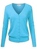 NINEXIS Womens Basic Long Sleeve V-Neck Button Down Knit Cardigan Sweater