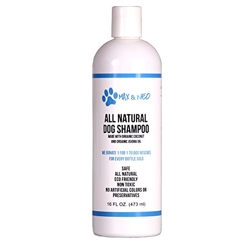 Max and Neo 100% All Natural USDA Certified Organic Dog Shampoo - Lemongrass Scent - We Donate a Bottle to a Dog Rescue for Every Bottle Sold