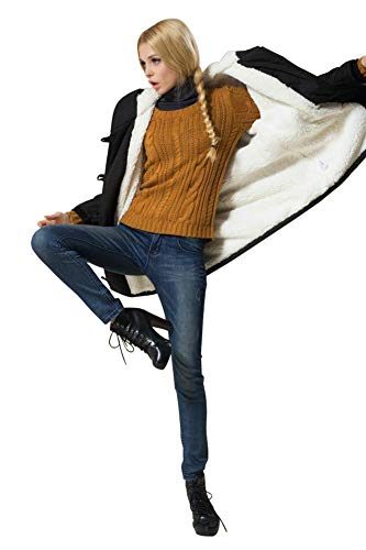 Eleter Women's Winter Warm Coat Hoodie Parkas Overcoat Fleece Outwear Jacket with Drawstring (3X-Large, Black) - Thumbnail 6