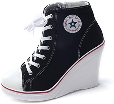EpicStep Women's Canvas High Top Wedges High Heels Casual Fashion Sneakers