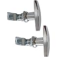 Thumb Operated Cam Lock Satin Twist Latch T-Handle Swing Knob for Machine Offset Cabinet Drawer 2-Pack Silver
