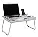 Sofia + Sam Lap Tray with Tablet & Phone Slots - Metal Folding Legs - Lap Desk with Tilting Top - Laptop Stand - Breakfast Serving Bed Tray - Grey