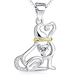 Angel caller Christmas Real Sterling Silver Cubic Zircon Cute Wolf Dog Pendant necklace Gift Box Chain (Wolf dog)