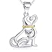 Angel caller Christmas Real Sterling Silver Cubic Zircon Cute Wolf Dog Pendant necklace Gift Box Chain (Wolf dog)