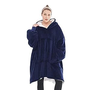 Women Fluffy Blanket Hoodie Warm Cosy Comfy Pullover Reversible Oversized Pocket Hooded Blanket