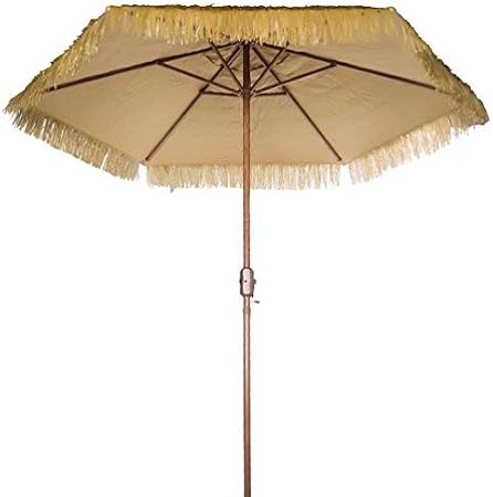 New 9 Wide Hawaiian Tiki Design 9 Thatch Patio Umbrella Crank Palapa Umbrella 9 Crank Natural Amazon Co Uk Garden Outdoors
