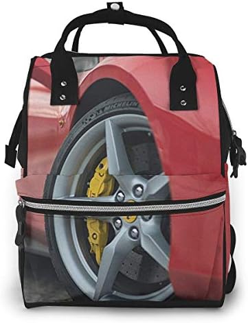 Omigge Multi-Function Travel Bags, Baby Diaper Bag Backpack for Mom, School Bags Large Capacity,Waterproof and Stylish Personalized Design - Red Ferrari